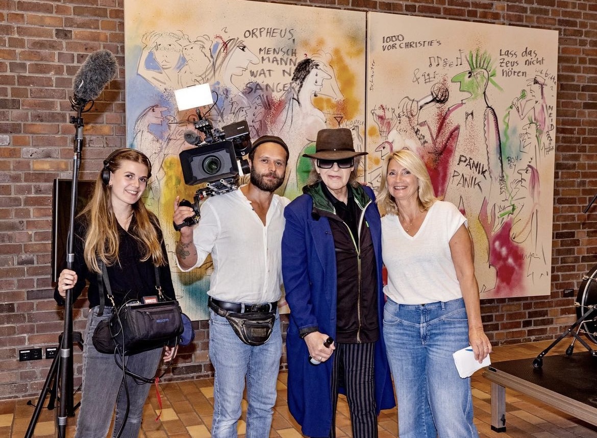 Drehpause bei Udos Ding: Melina Peiter, John Lipinski, Udo Lindenberg und Kathrin Klein (v.l.n.r.)